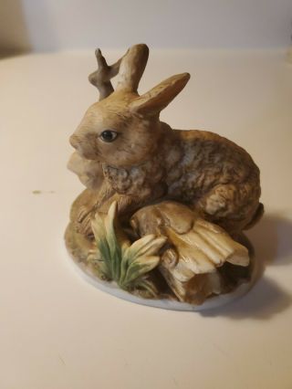 Vintage 1980s Homco 1411 Home Interiors Forest Brown Bunny Rabbit Figure