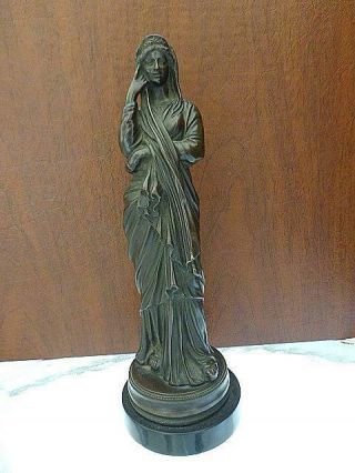 Antique Grand Tour Classic European Lady Bronze Figure Figurine Statue 8.  5 "
