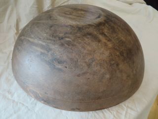 large antique primitive wooden hand - turned bowl 2