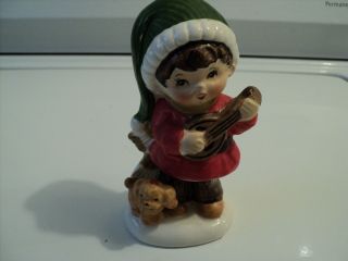 Vintage Napcoware Boy Playing Guitar With Dog Figurine X - 8994