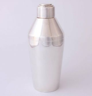 Silver Plate Cocktail Shaker.  Vintage Art Deco Party Drinks Barware C1930