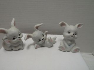Homco Set Of 3 Cute Bunny Figurines 1458 Easter,  Baby Etc.