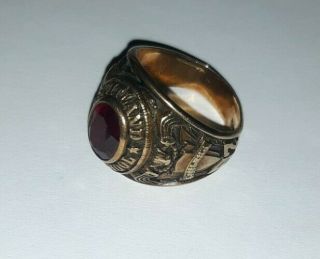 Ladies Vintage Class Ring 1967 Solid 10k Gold Red Stone Not Scrap 1day