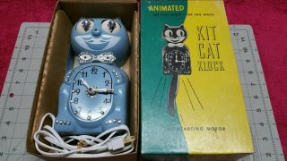 Rare Jeweled Blue Kit Cat Klock California Clock Co.  D8 Wall Clock Vintage