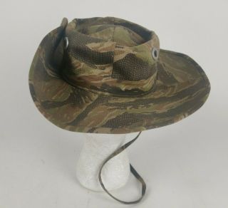 Vintage Military Tiger Stripe Pattern Camo Tropical Bush Boonie Hat Cap Unmarked 4