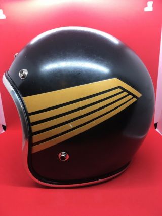 Rare Arthur Fulmer Af40 Dot Black W/gold Wings Vintage Motorcycle Helmet Size M