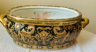 Oriental Accents Chinese Porcelain Fish Bowl Gold Detail