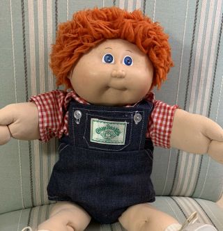 Htf Vintage 1983 Cabbage Patch Kids Boy Doll Red Fuzzy Hair Double Hong Kong Hm1