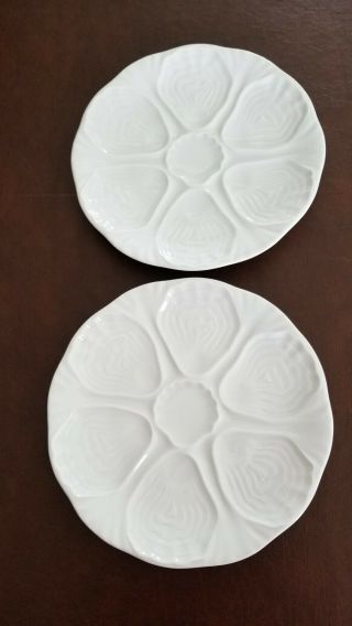 Limoges Vintage White Oyster Plate,  Set Of 2,