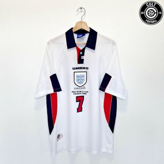 1997/99 Beckham 7 England Vintage Umbro Home Football Shirt (xl) 1998 World Cup