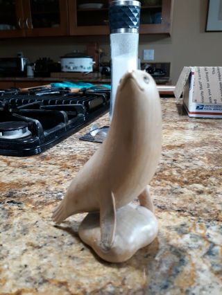 One Of A Kind Find.  Vintage Native Alaskan Carving Of A Seal.  Look