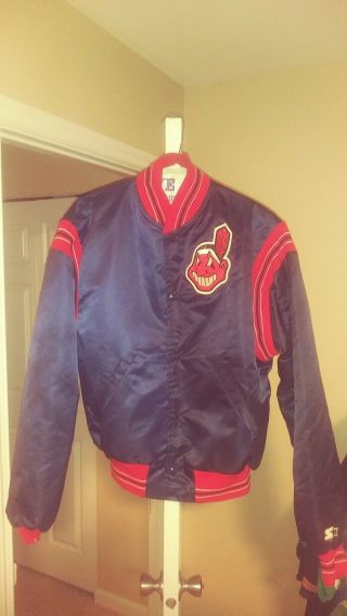 Vintage Cleveland Indians Throwback Satin Starter Jacket Xl Wahoo