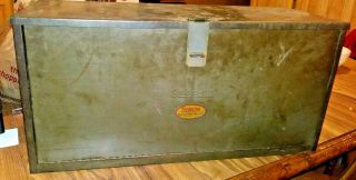 Vintage Snap On Metal Industrial Machinist Tool Box 3 Drawer Green 24x12x9 "
