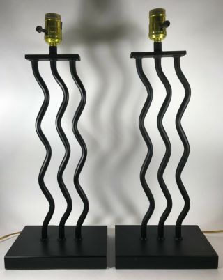 Vintage Table Lamp Memphis Style Wave Squiggle 1980s Alsy Style Post Modern