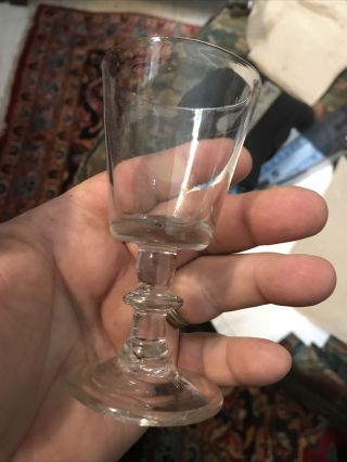 18th Early 19th Century Open Pontil Hand Blown Wine Glass Shape 4 Inch
