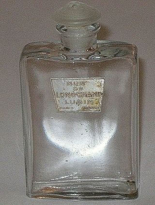 Vintage Lubin Nuit De Longchamp 1935 Perfume Bottle & Glass Stopper - 3 3/4 " Ht