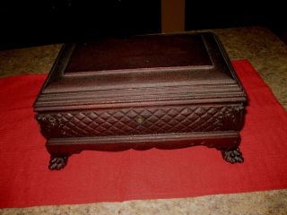 Fabulous Antique Claw Footed Carved Wood Wooden Dresser Letter Box / With Key