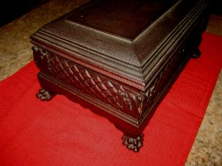 Fabulous Antique Claw Footed Carved Wood Wooden Dresser Letter Box / with key 2