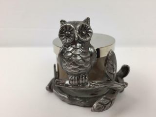 Bath & Body Heavy Pewter Owl Mini Candle Holder Sleeve W/ Candle