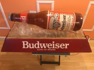 Vintage Budweiser Beer Bottle On Ice Bud Billiards Pool Table Hanging Light