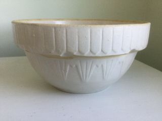 Antique Vintage Stoneware Crock Mixing Bowl Rustic Glaze Crock 10.  5 " U.  S.  A