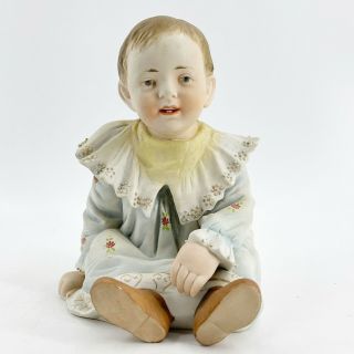 Vintage Piano Baby Bisque Porcelain Figurine Large Wearing Nightgown 8.  5 " Tall