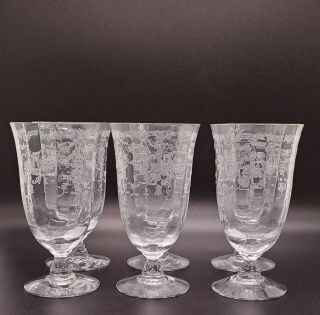 Vintage Fostoria Navarre Clear Etched Crystal Iced Tea Glass Goblet Set Of 6