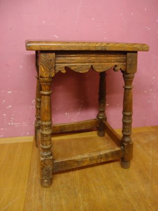 Antique Vintage Solid Oak Arts & Crafts Joint Stool Early 1900 