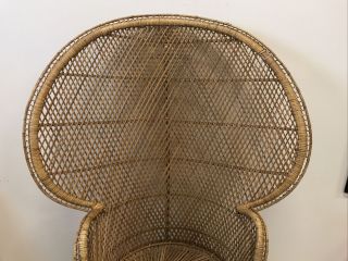 Large Vintage Peacock Chair Wicker Fan Boho Mid Century Seat Furniture 2