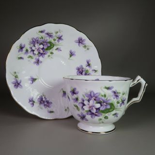 Vintage Aynsley Tea Cup Saucer Fine English Bone China England Butterfly Purple