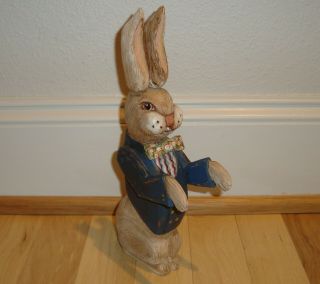 Vintage 20,  Year Easter Rabbit Bunny 10 " Figurine Real Carved Wood Ooak Signed