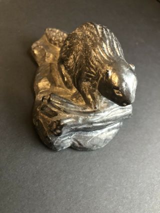Vtg Al Wolf Hand Carved Soap Stone Beaver Made In Canada