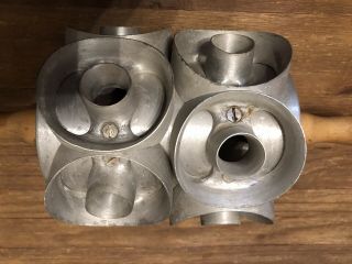 Vintage Aluminum HOUPT OLNEY 3 Inch Donut Biscuit Cutter 2 Row 12 Donuts 2