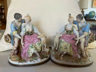 Vintage Dresden Style Porcelain Couple Sitting On A Bench