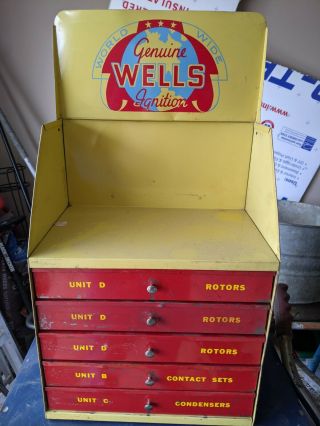 Vintage Wells Ignition Parts Cabinet
