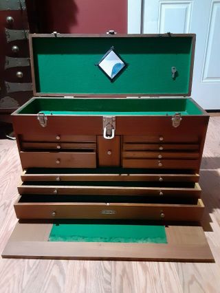 Vintage Oak H.  Gerstner & Sons Machinist Tool Box 11 Drawer Model 52