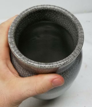 Antique Vintage Japanese Art Pottery Vase Chinese Style Ge Yao Crackle Glaze 5