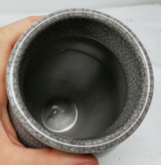 Antique Vintage Japanese Art Pottery Vase Chinese Style Ge Yao Crackle Glaze 6