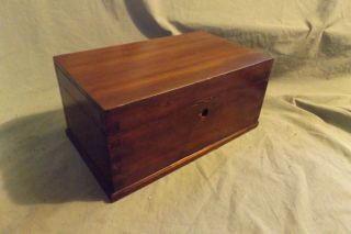 Antique 19th C Pine Wood Document Box Dovetail Construction Lock Issues