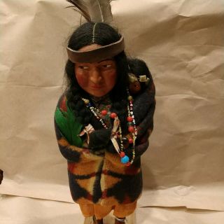 Vintage Skookum Indian Doll Bully Good Native American Indian W/ Necklace