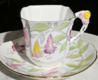 Vintage Royal Stafford England " Fuchsia " Tea Cup And Saucer