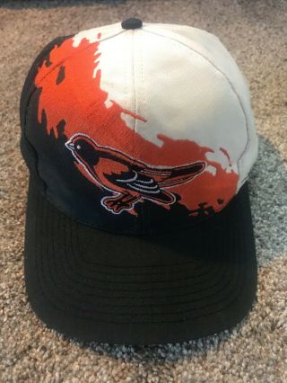 Vintage 90’s Logo 7 Authentic Baltimore Orioles Mlb Splash Snapback Hat Cap Osfa