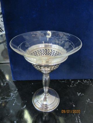 Sterling Silver & Etched Crystal Cordial Glasses