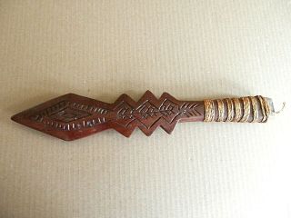 Vintage Rare Wooden Spear / Sticktribal Hand Made Carved Wood Art 14 " L
