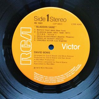 DAVID BOWIE LP: ALLADIN SANE : Orange Label : Inner Sleeve :1973 : VERY GOOD, 2
