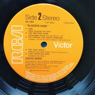 DAVID BOWIE LP: ALLADIN SANE : Orange Label : Inner Sleeve :1973 : VERY GOOD, 3