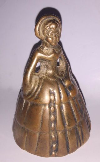 Solid Brass Lady Figurine Figural Bell Southern Belle Vtg Gone With The Wind Old