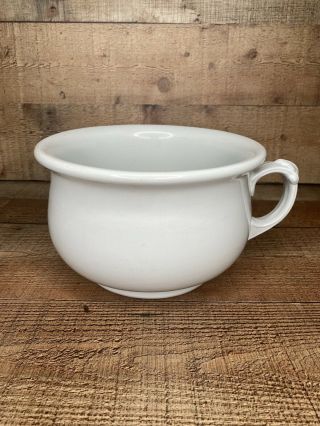 Antique White Ironstone Chamber Pot 1800s Alfred Meakin England W/handle Vintage