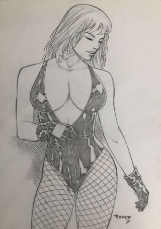 Black Canary (9 " X12 ") Art Comic Sexy Pinup By Rivald - Ed Benes Studio
