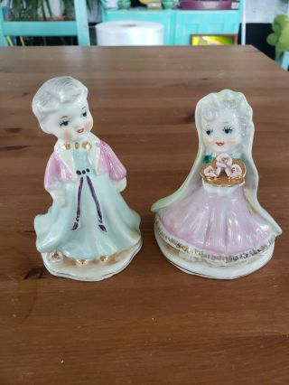 Vintage Bride & Groom Wedding Ceramic Figurines Handpainted Chase